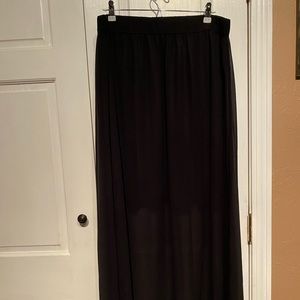 Black long skirt with chiffon overlay